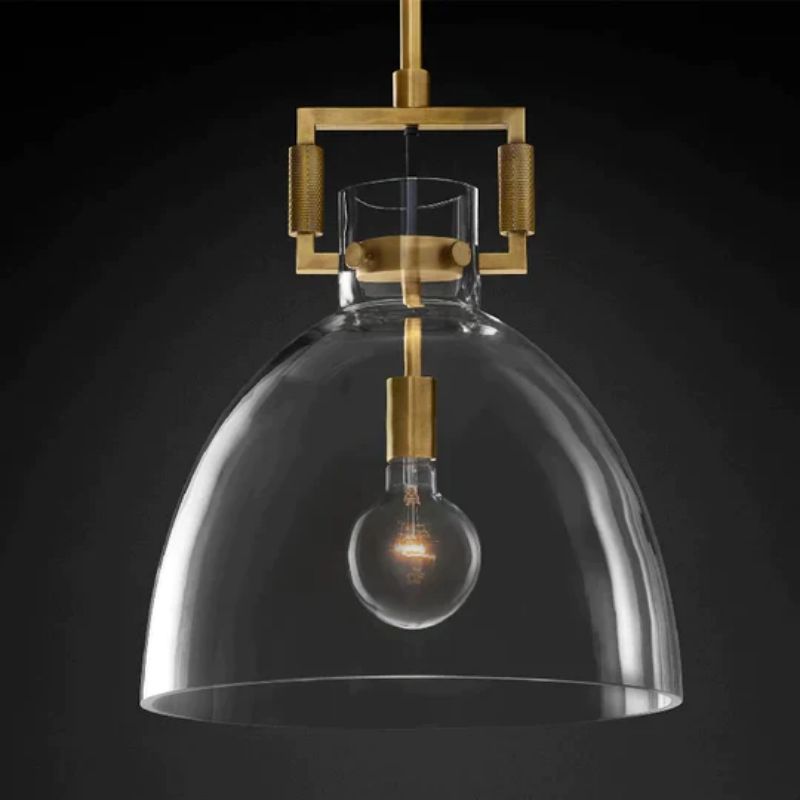 Miranda Modern Glass Cloche Modern Pendant Light 10″ 14″ 18″ Pendant for living room,Pendant for kitchen,Pendant for bathrooms,Pendant for bedrooms,Pendant for foyer,Pendant for stairways,Pendant for dining room Rbrights Brass 10" 