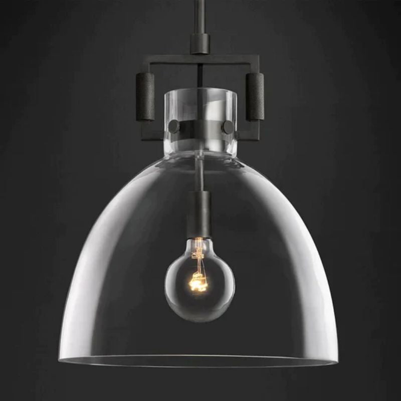 Miranda Modern Glass Cloche Modern Pendant Light 10″ 14″ 18″ Pendant for living room,Pendant for kitchen,Pendant for bathrooms,Pendant for bedrooms,Pendant for foyer,Pendant for stairways,Pendant for dining room Rbrights Black 10" 