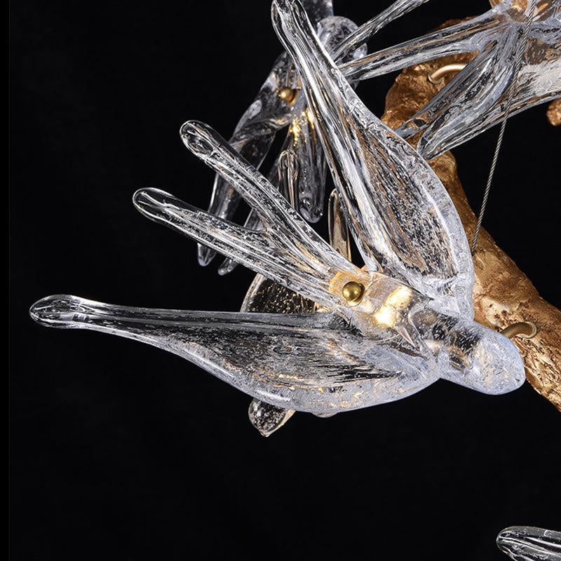 Modern Bird Glass Tree Branch Circle Round Chandelier chandeliers for dining room,chandeliers for stairways,chandeliers for foyer,chandeliers for bedrooms,chandeliers for kitchen,chandeliers for living room Rbrights   