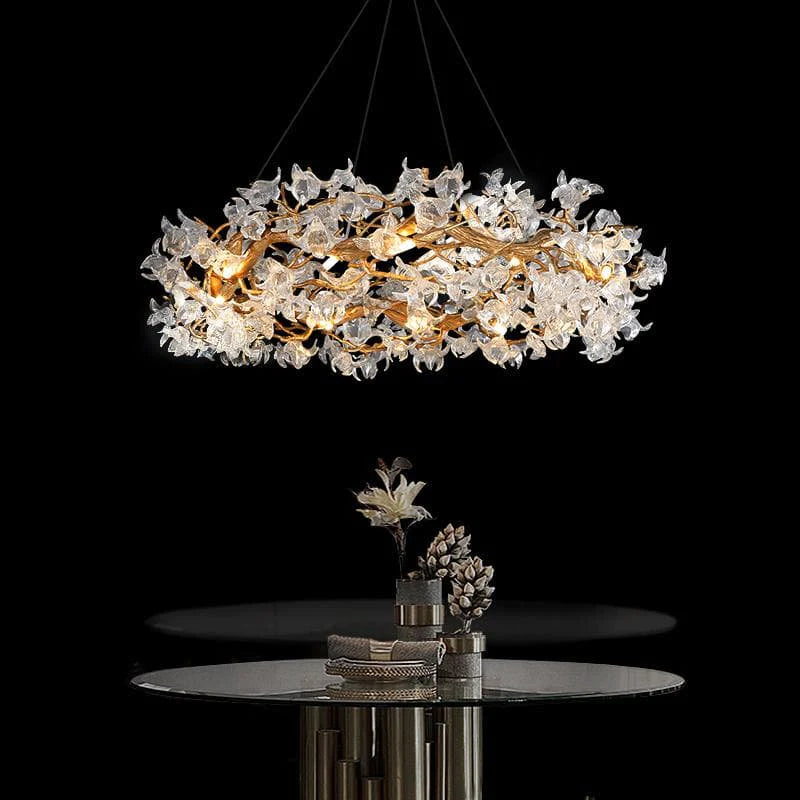 Modern Petal Crystal Round Brass Branch Chandelier chandeliers for dining room,chandeliers for stairways,chandeliers for foyer,chandeliers for bedrooms,chandeliers for kitchen,chandeliers for living room Rbrights   