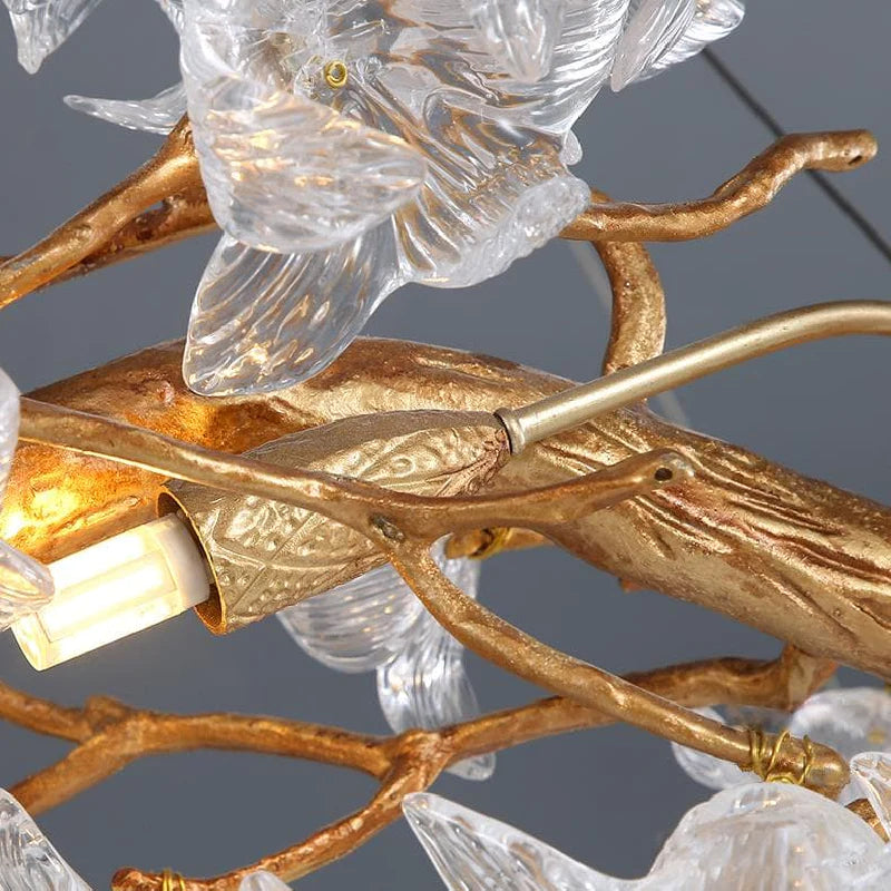 Modern Petal Crystal Round Brass Branch Chandelier chandeliers for dining room,chandeliers for stairways,chandeliers for foyer,chandeliers for bedrooms,chandeliers for kitchen,chandeliers for living room Rbrights   
