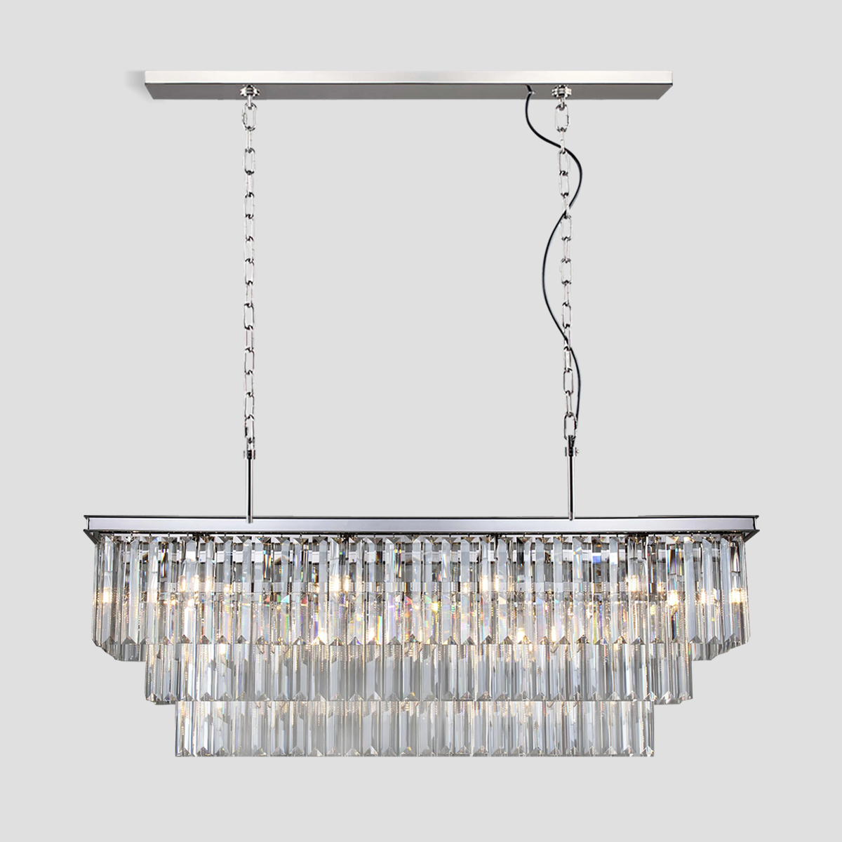 Darren 3-Tier Crystal Rectangular Chandelier