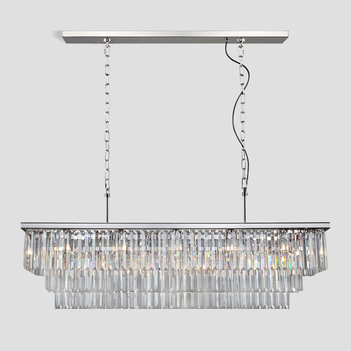 Darren 3-Tier Crystal Rectangular Chandelier