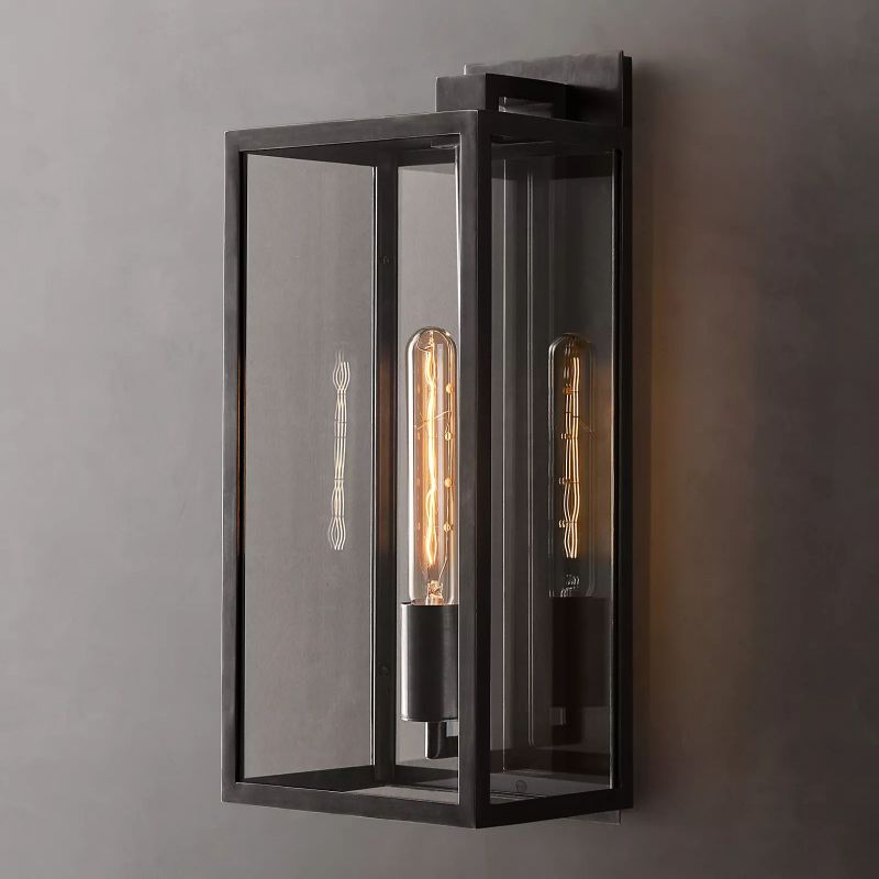 Outdoor Square Lantern Wall Sconce 18" chandeliers for dining room,chandeliers for stairways,chandeliers for foyer,chandeliers for bedrooms,chandeliers for kitchen,chandeliers for living room Rbrights Matte Black  