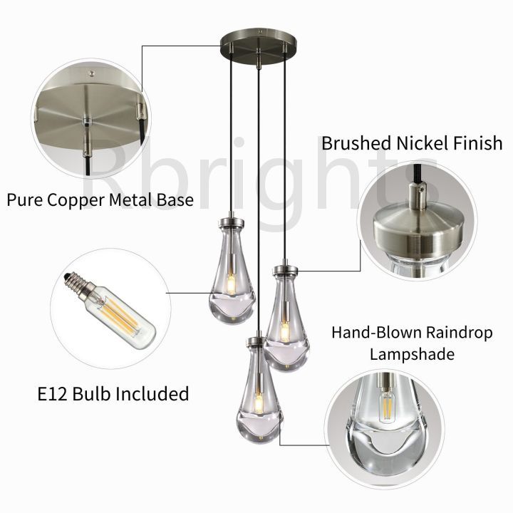 Raindrop round chandelier 8"(cord)