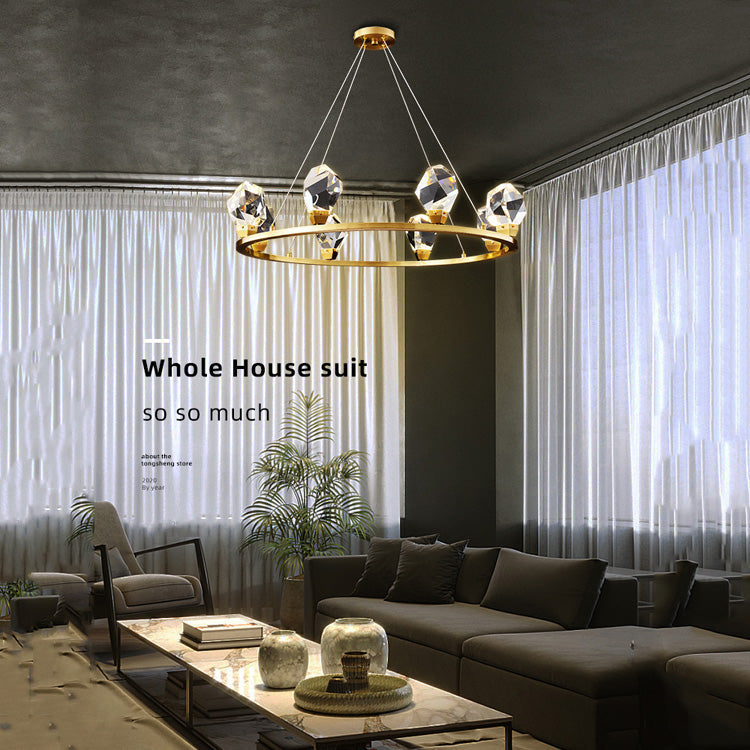 Ramea Round Crystal Chandelier chandeliers for dining room,chandeliers for stairways,chandeliers for foyer,chandeliers for bedrooms,chandeliers for kitchen,chandeliers for living room Rbrights   