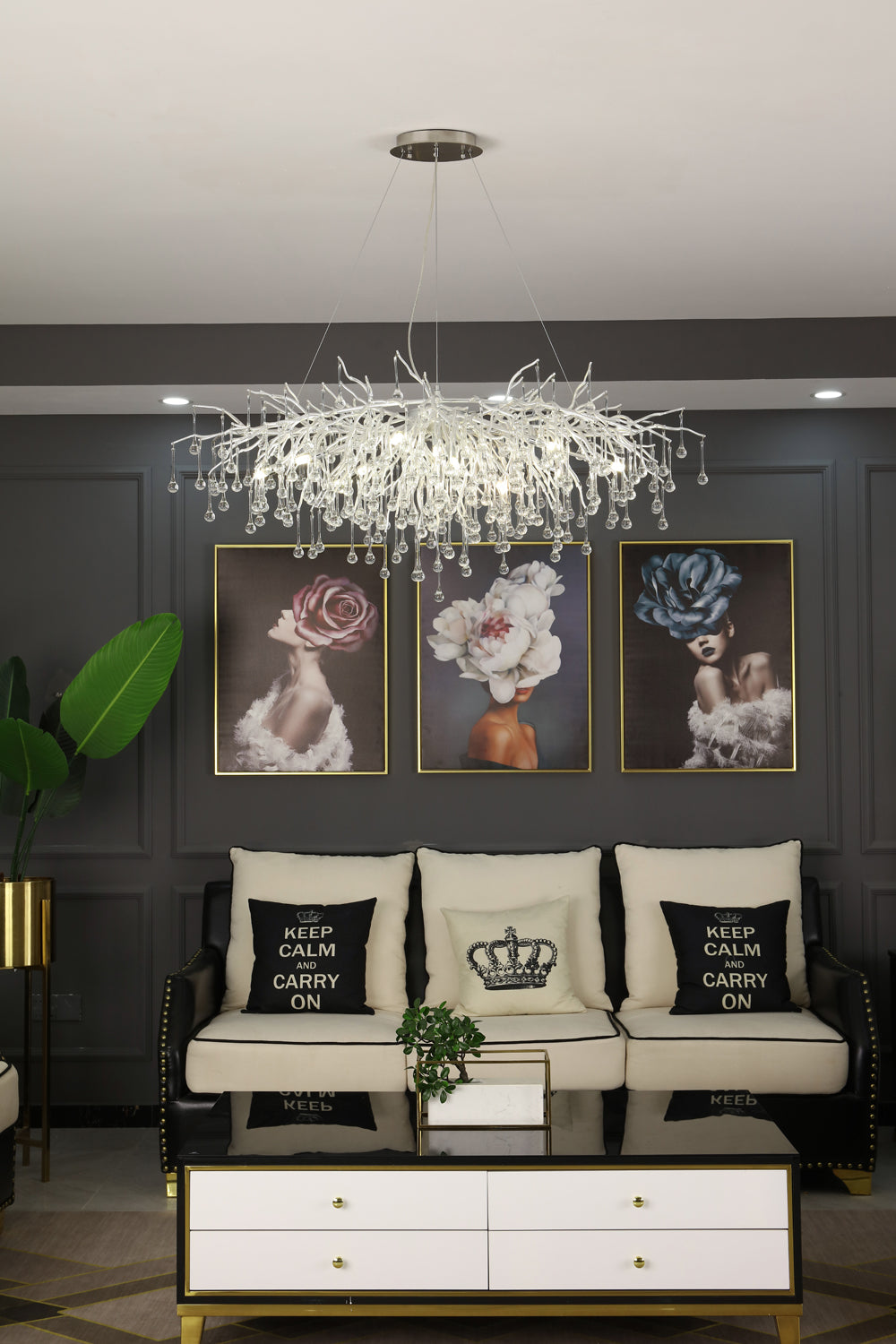 Tree Crystal Chandelier，Silver 45" chandeliers for dining room,chandeliers for stairways,chandeliers for foyer,chandeliers for bedrooms,chandeliers for kitchen,chandeliers for living room Rbrights   