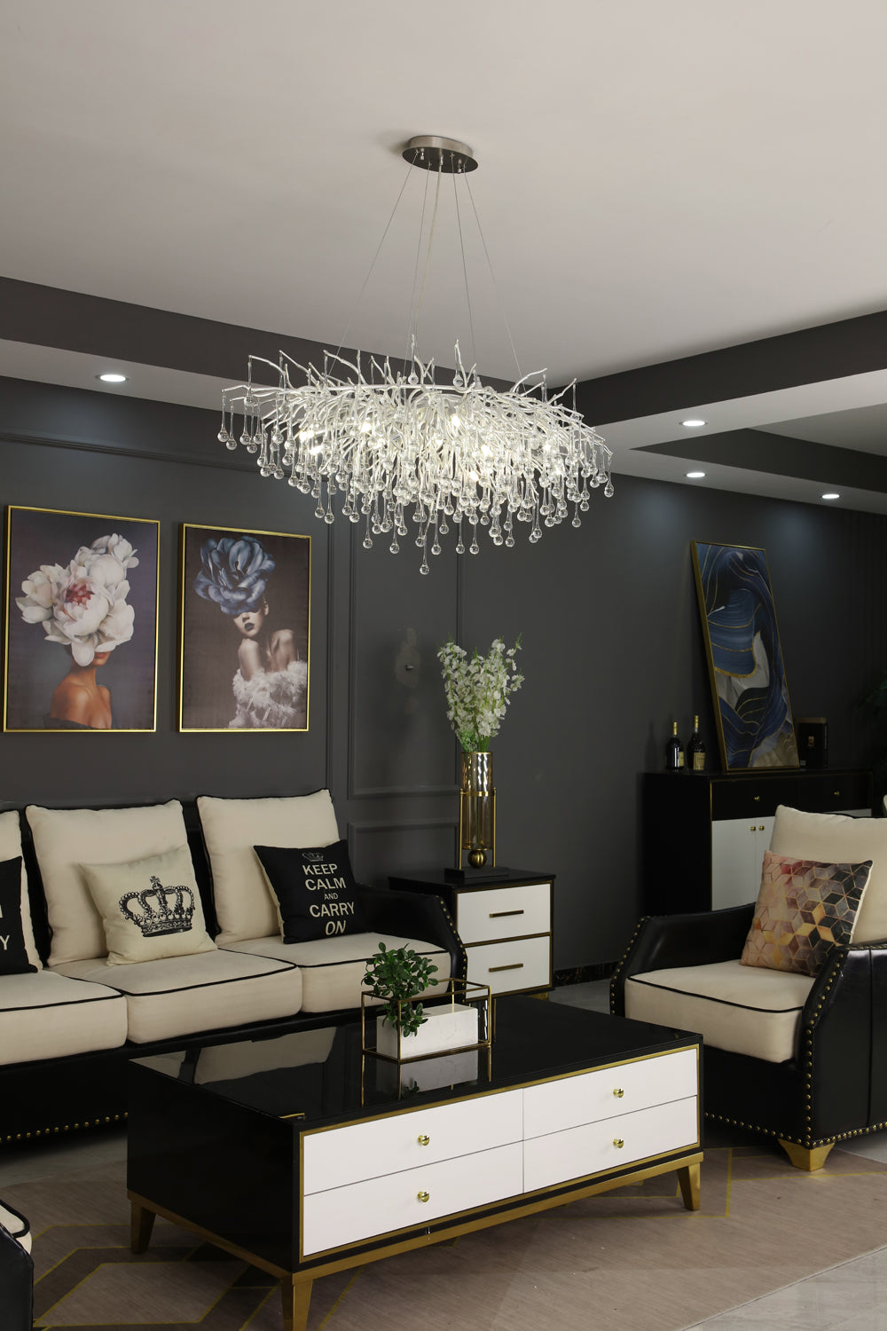 Tree Crystal Chandelier，Silver 45" chandeliers for dining room,chandeliers for stairways,chandeliers for foyer,chandeliers for bedrooms,chandeliers for kitchen,chandeliers for living room Rbrights   