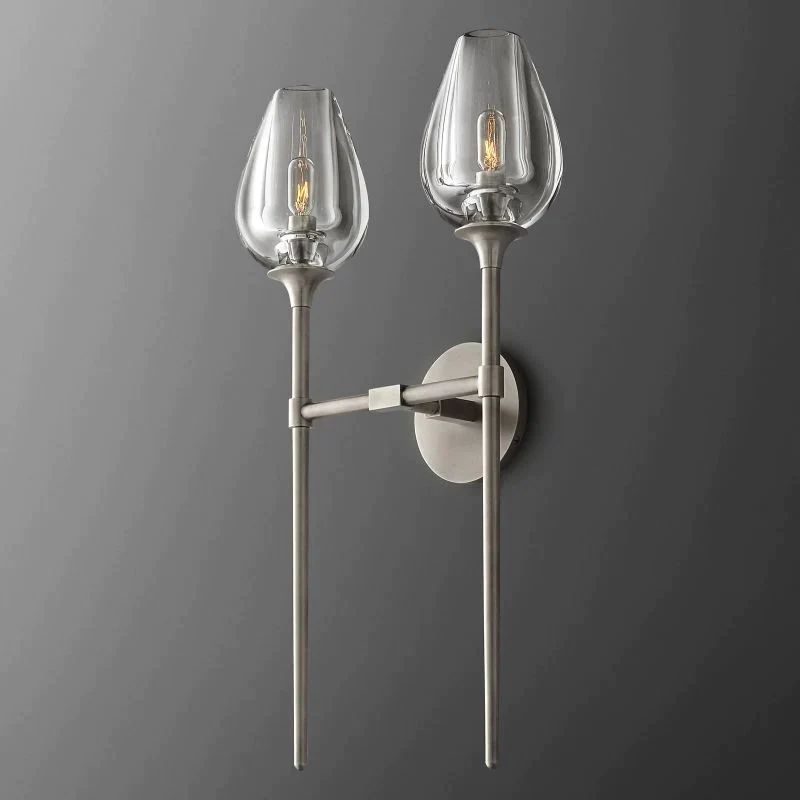 Vega Double Sconce 壁灯灯具 rbrights Satin Nickel  