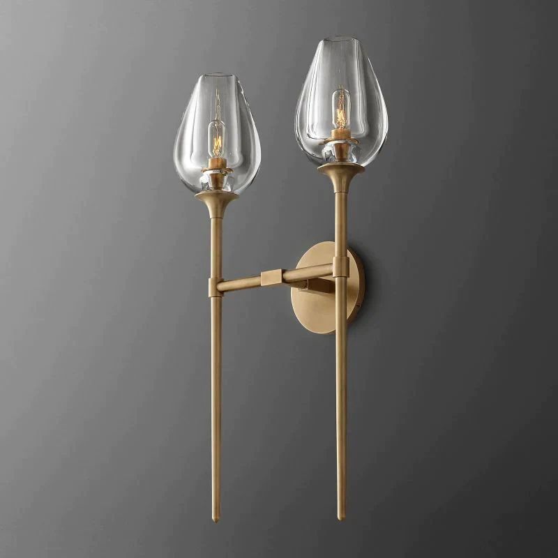 Vega Double Sconce 壁灯灯具 rbrights Natural Brass  