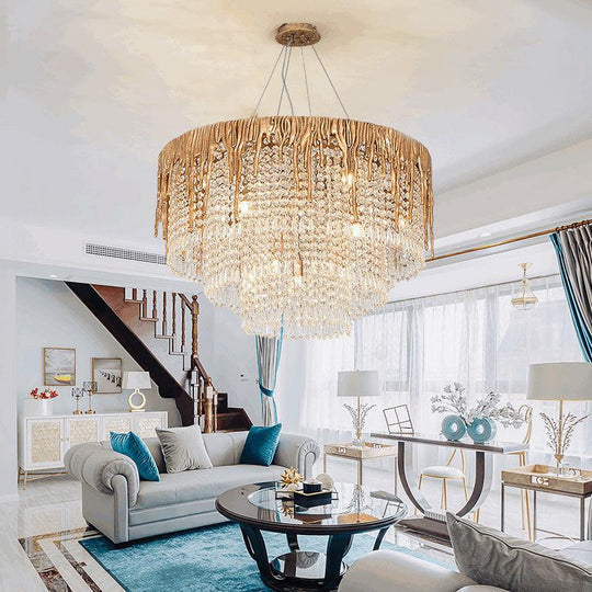 Valay Modern Round Crystal Cascade Chandelier chandeliers for dining room,chandeliers for stairways,chandeliers for foyer,chandeliers for bedrooms,chandeliers for kitchen,chandeliers for living room Rbrights 31.5" D  