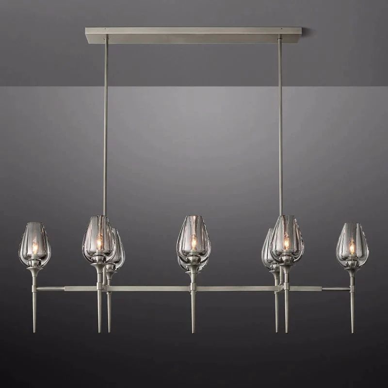 Vega Linear Chandelier 52'' 吊灯灯具 rbrights Satin Nickel  