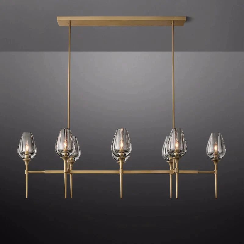 Vega Linear Chandelier 52'' 吊灯灯具 rbrights Natural Brass  