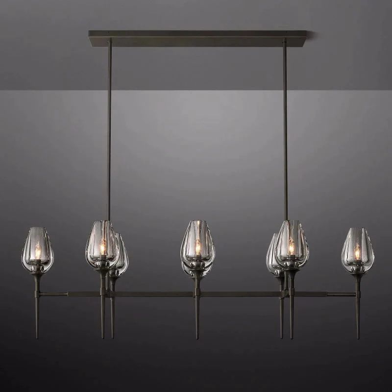 Vega Linear Chandelier 52'' 吊灯灯具 rbrights Matte Black  