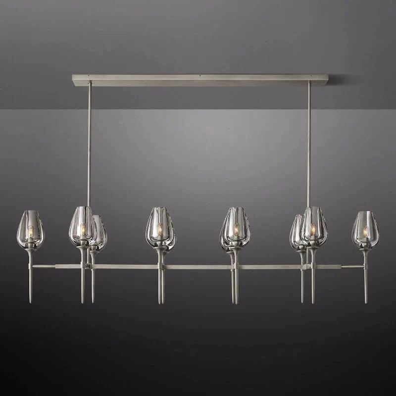 Vega Linear Chandelier 65'' 吊灯灯具 rbrights Satin Nickel  