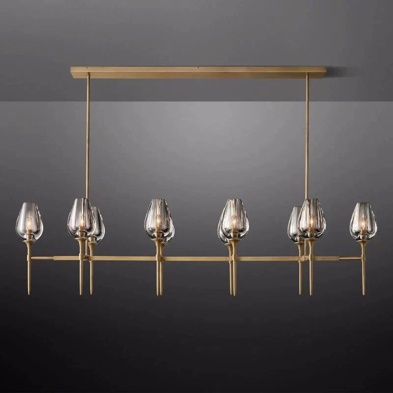 Vega Linear Chandelier 65'' 吊灯灯具 rbrights Natural Brass  