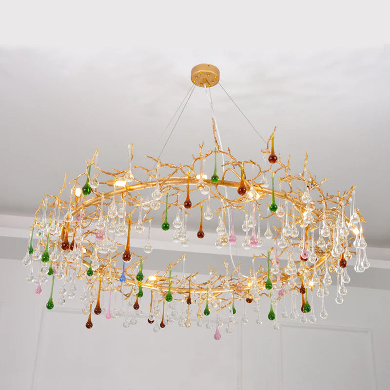 Vitia Colorful Crystal Raindrop Branch Chandelier chandeliers for dining room,chandeliers for stairways,chandeliers for foyer,chandeliers for bedrooms,chandeliers for kitchen,chandeliers for living room Rbrights   