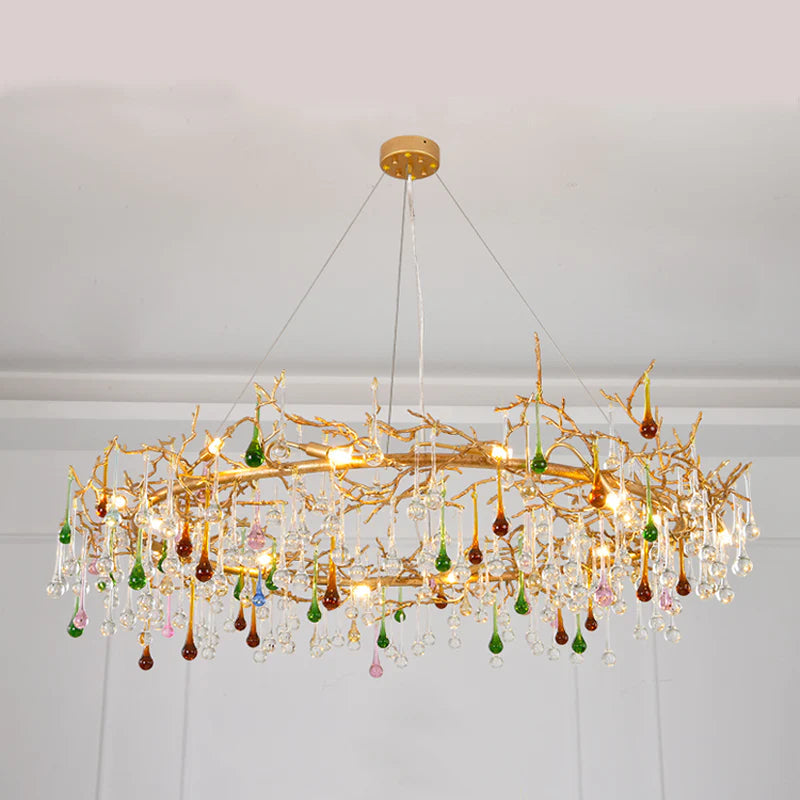 Vitia Colorful Crystal Raindrop Branch Chandelier chandeliers for dining room,chandeliers for stairways,chandeliers for foyer,chandeliers for bedrooms,chandeliers for kitchen,chandeliers for living room Rbrights   
