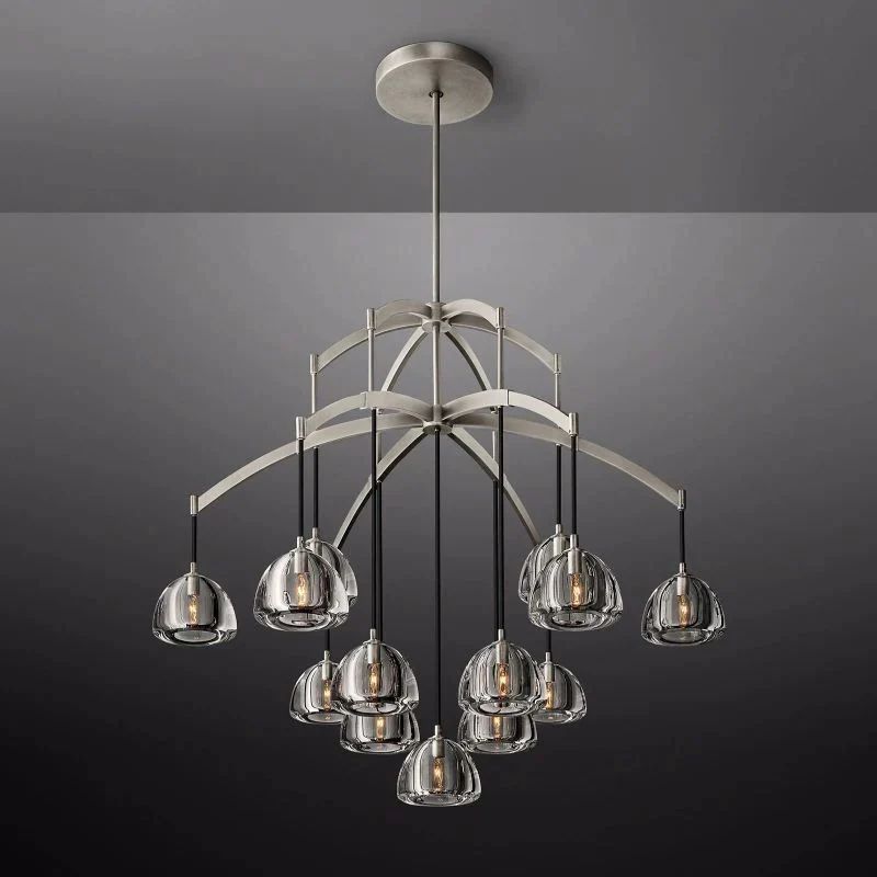 Yucca Round Chandelier 48'' 吊灯灯具 rbrights Satin Nickel Long -For celings 13'H to 30'H 