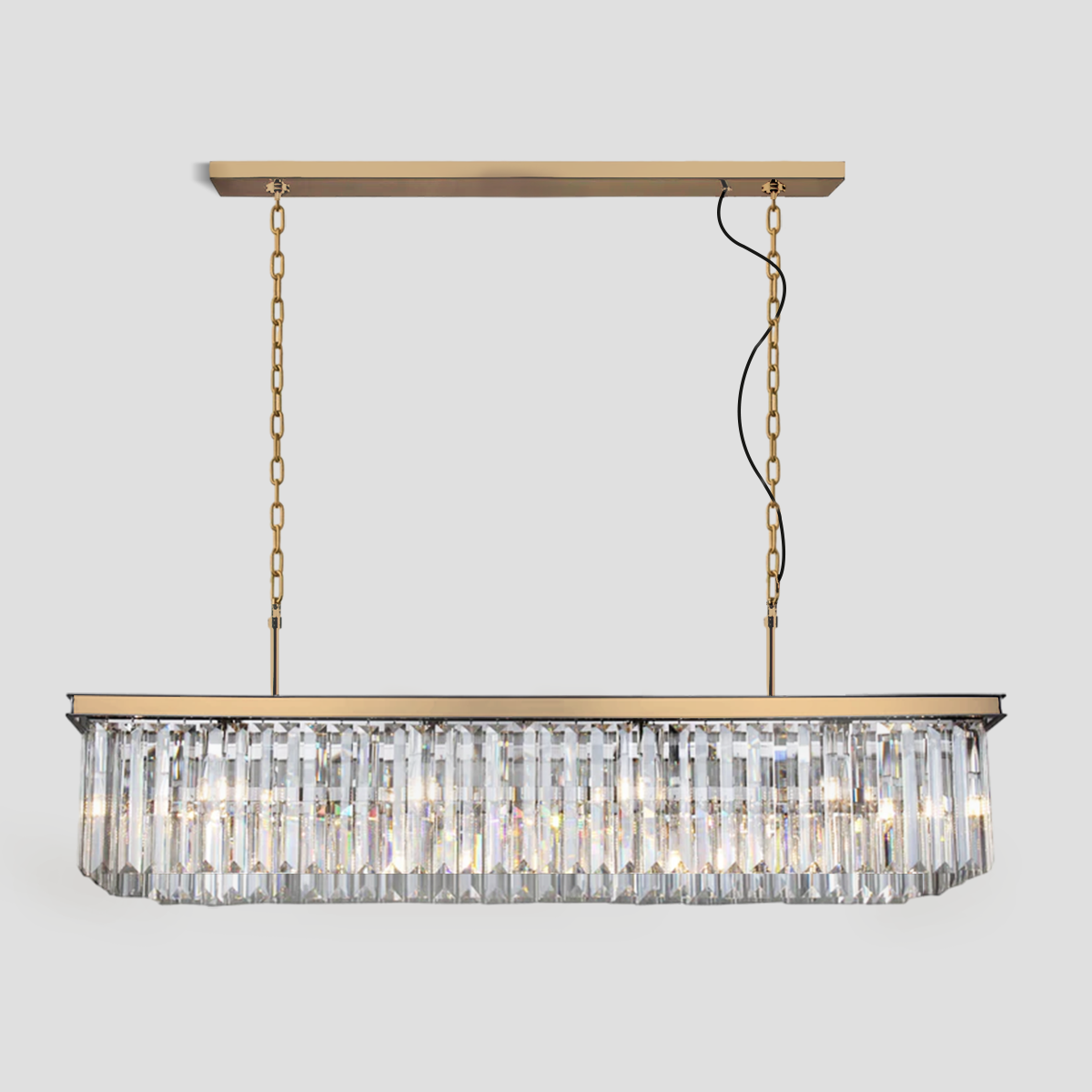 Darren Single-Tier Rectangular Crystal Rod Chandelier