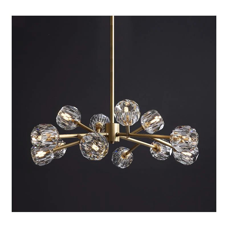 Kristal Clear Glass Round Chandelier 24"