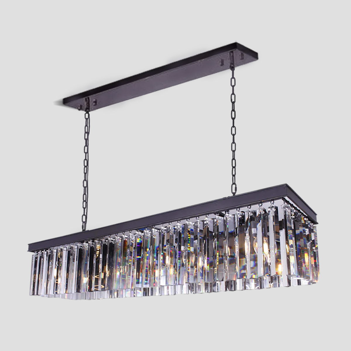 Darren Single-Tier Rectangular Crystal Rod Chandelier