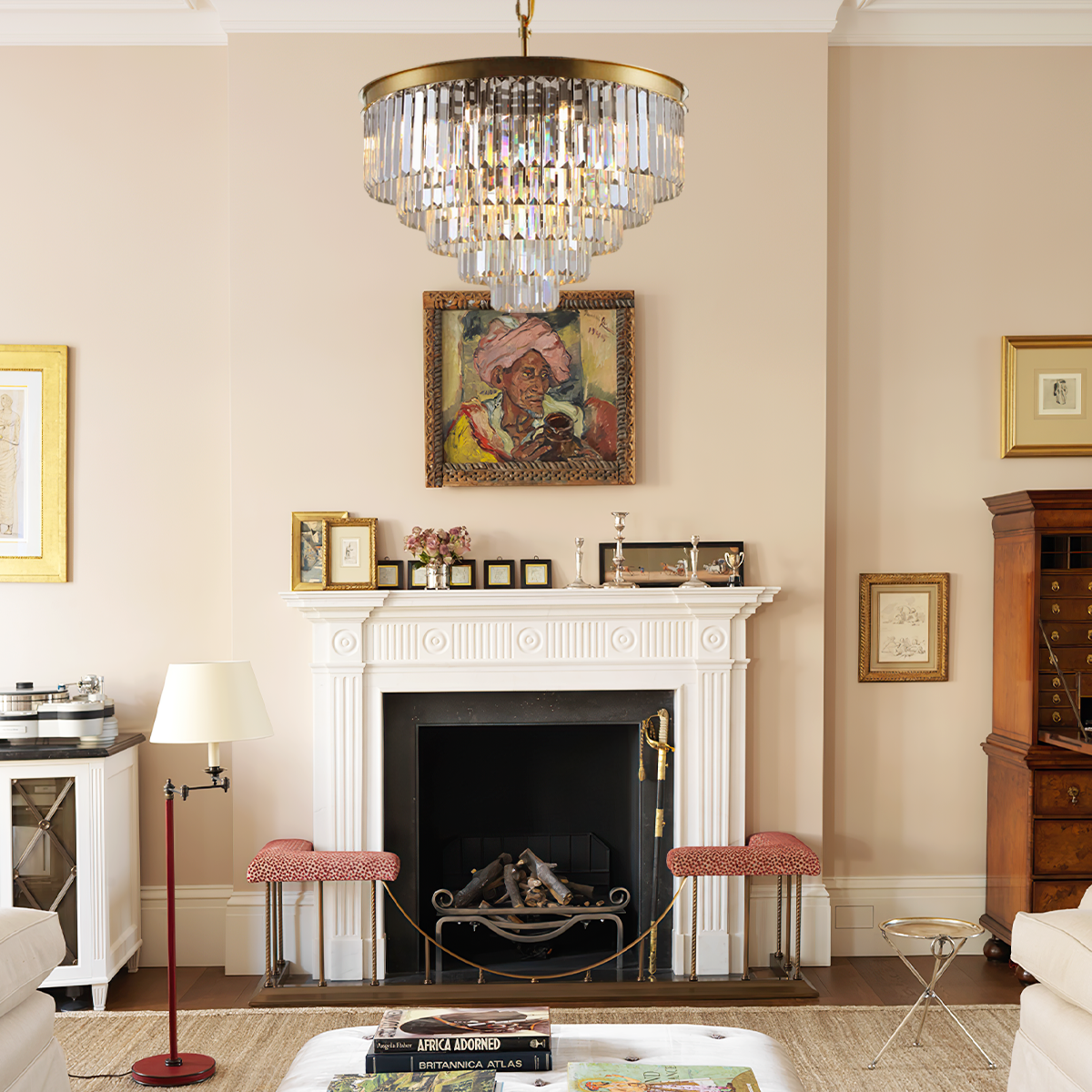 Darren Multi-Tier Clear/Smoke Crystal Round Chandelier