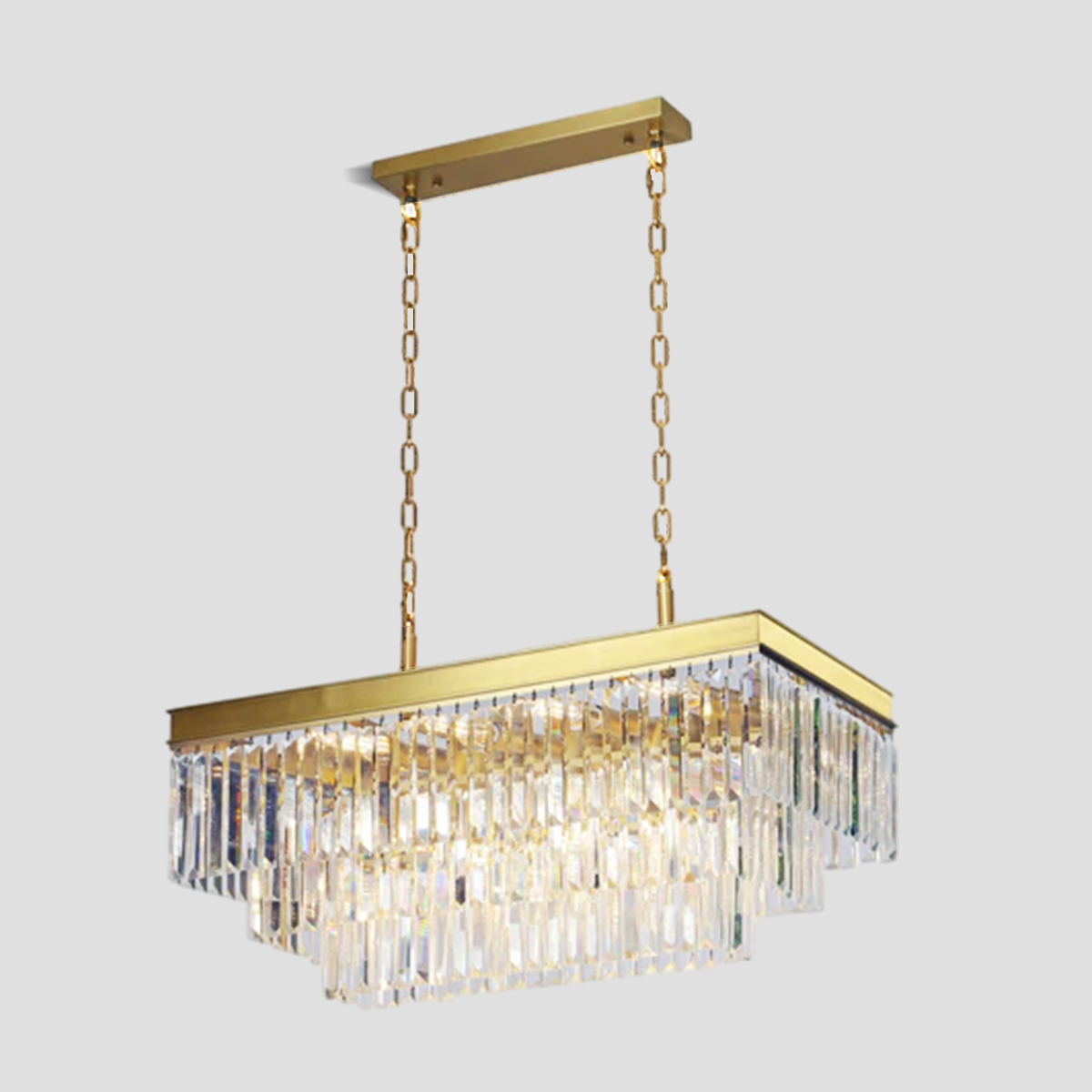 Darren 3-Tier Crystal Rectangular Chandelier