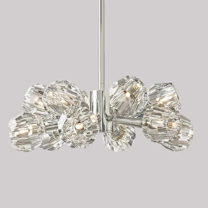 Kristal Clear Glass Round Chandelier 24"