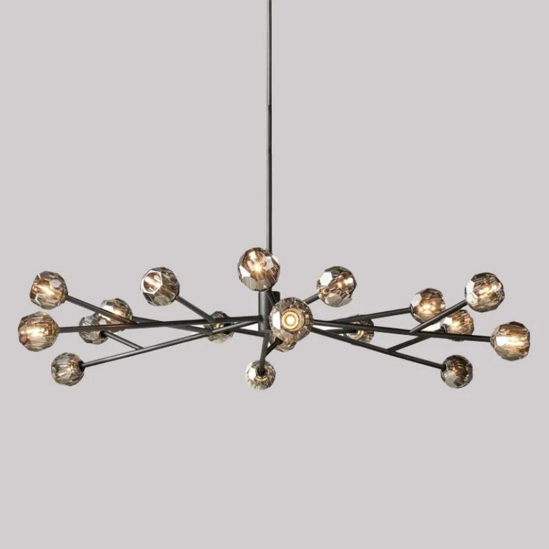 Kristal Smoke Glass Round Chandelier 60"