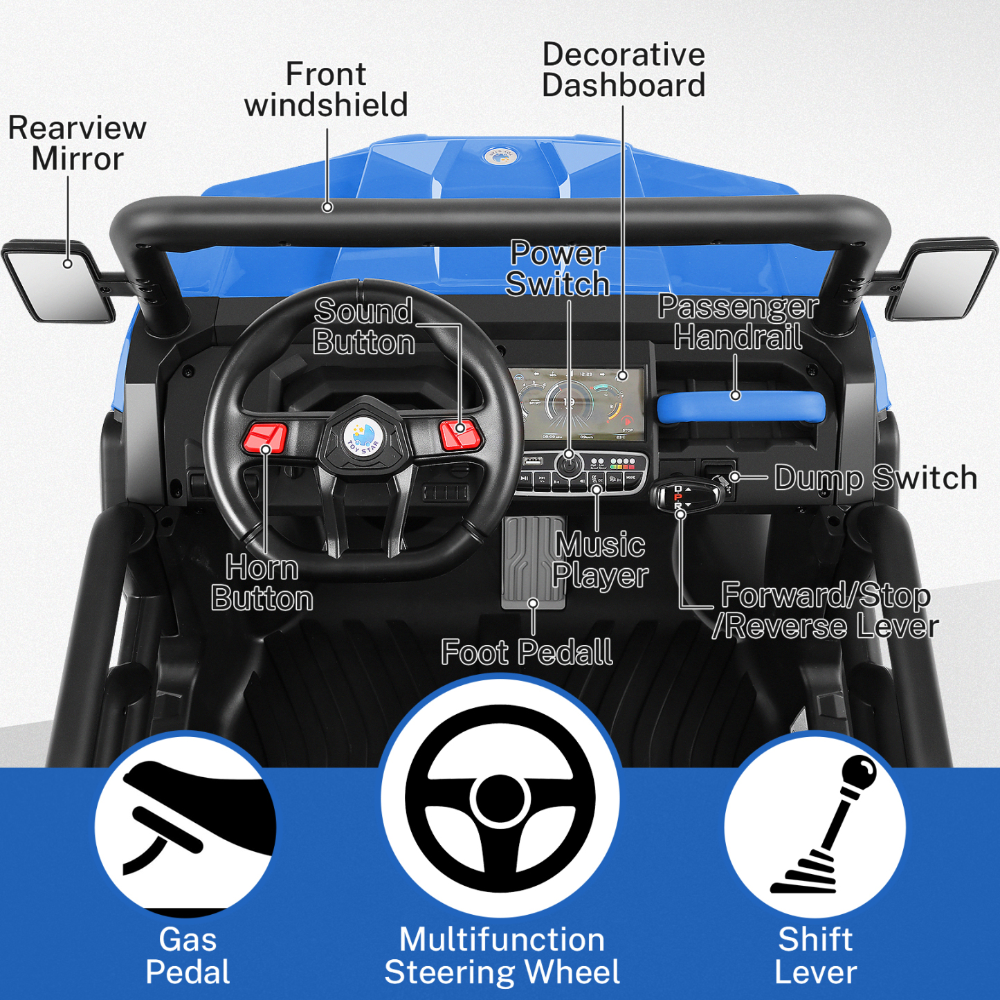 Funcid 24V 2 Seater Kids Ride on UTV with Remote Control