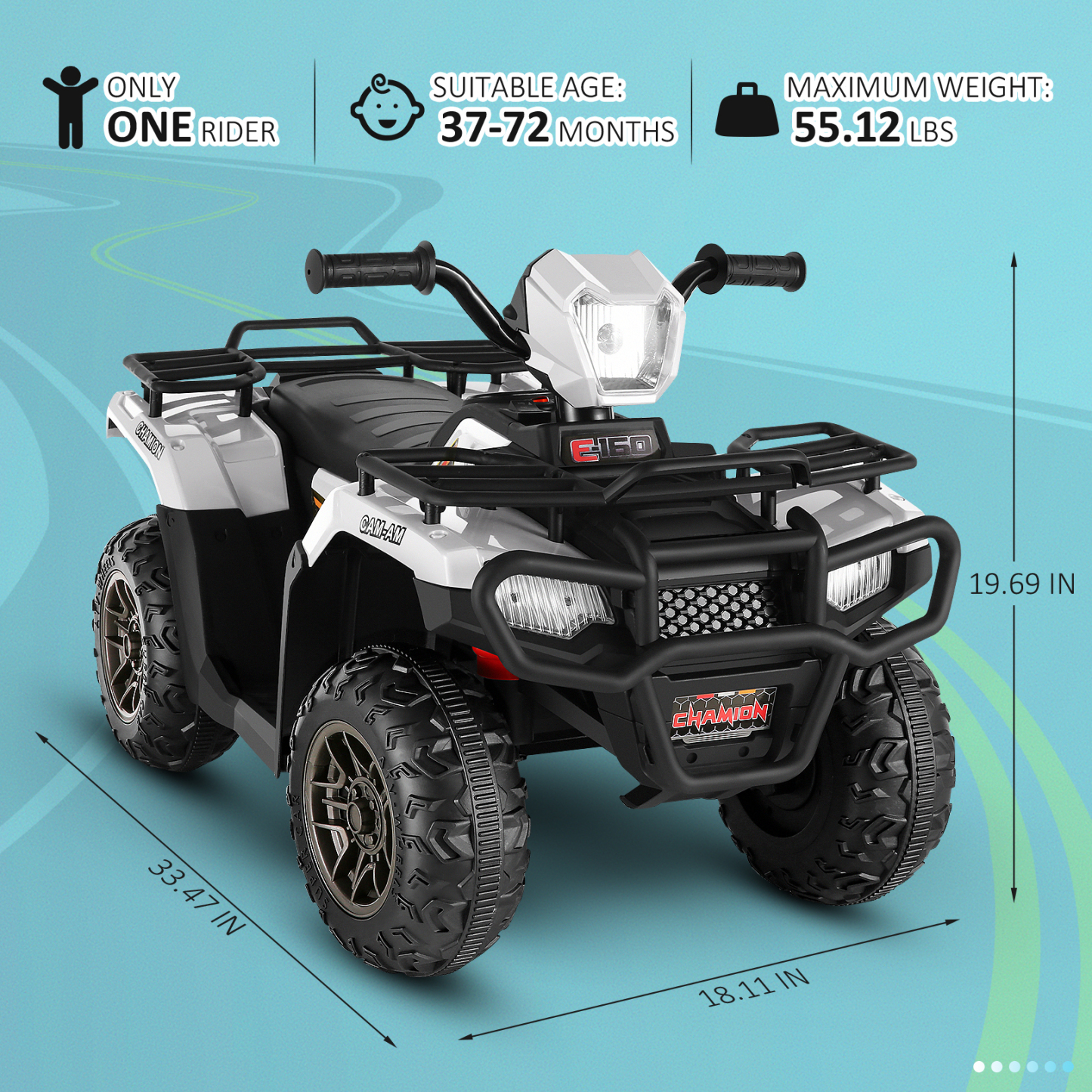 Funcid 12V Kids Ride on ATV 4-Wheeler Quad Battery Powered Electric Car