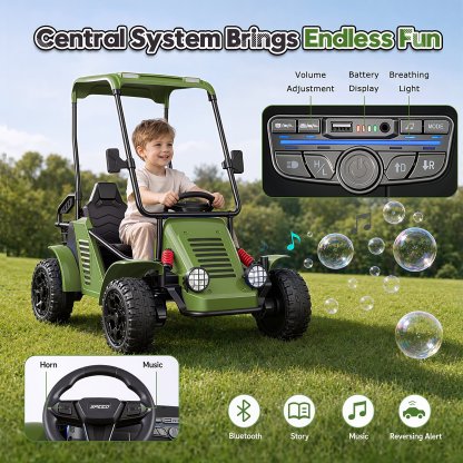 Funcid 36V Kids Golf Cart, 4WD 6.21 MPH 2 Seater Electric Cars with 7Ah Big Battery