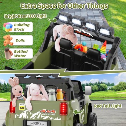 Funcid 24V 2-Seater Ride on Toys, 2WD/4WD Switchable 800W Ride on Truck