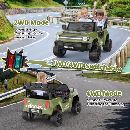 Funcid 24V 2-Seater Ride on Toys, 2WD/4WD Switchable 800W Ride on Truck