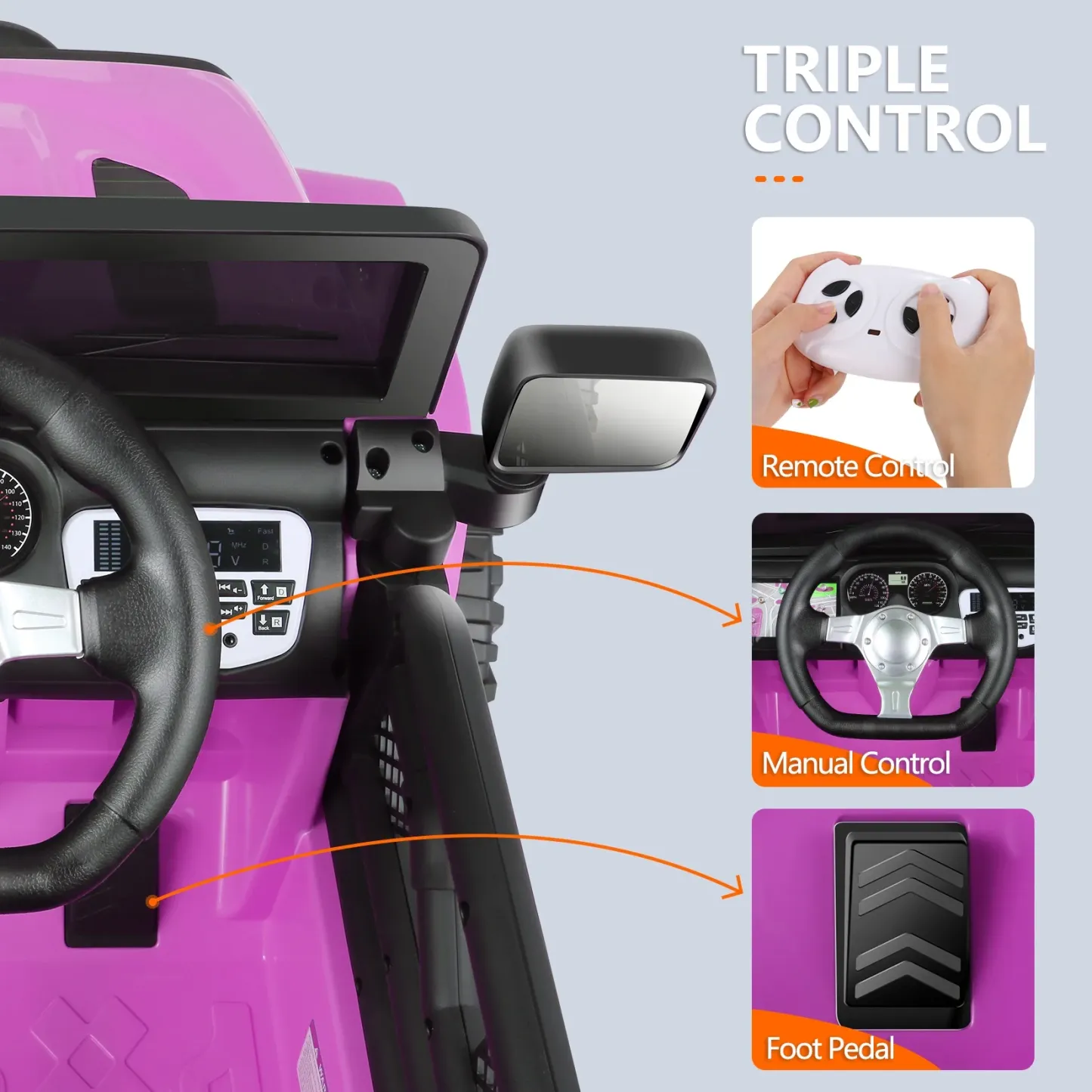 Funcid Ride on Truck Car, Kids 12V Electric Ride on Toys with Parent Remote Control