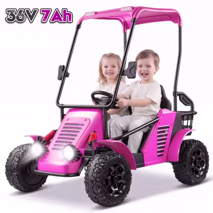 Funcid 36V Kids Golf Cart, 4WD 6.21 MPH 2 Seater Electric Cars with 7Ah Big Battery