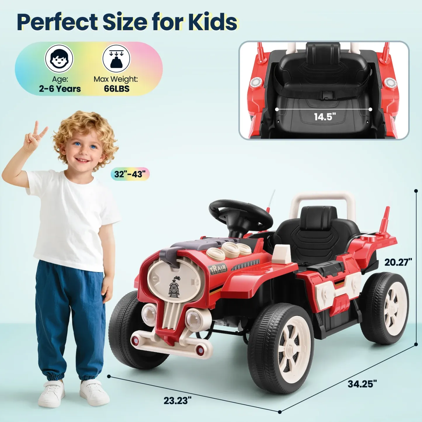 Funcid 24V Ride on Train for Toddlers with Remote Control, Ride on Toys for Kids Ages 2-6