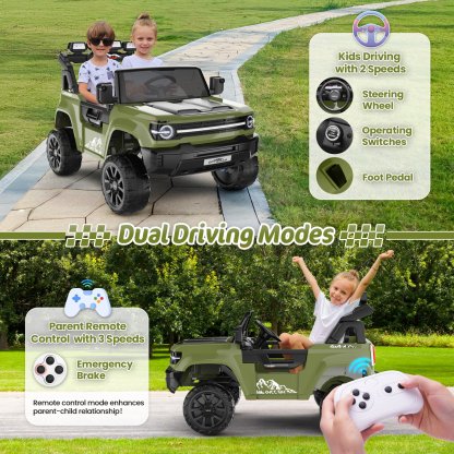 Funcid 24V 2-Seater Ride on Toys, 2WD/4WD Switchable 800W Ride on Truck