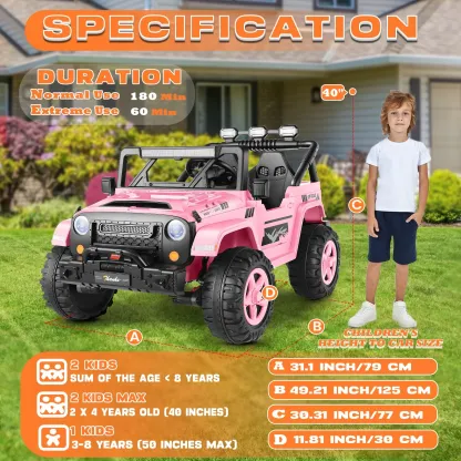 Funcid 24 Volt Ride on Toys 2 Seater Ride on Cars with Remote Control