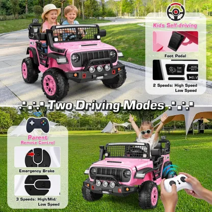 Funcid 24 Volt Ride on Toys, 2-Seater Electric Car for Kids