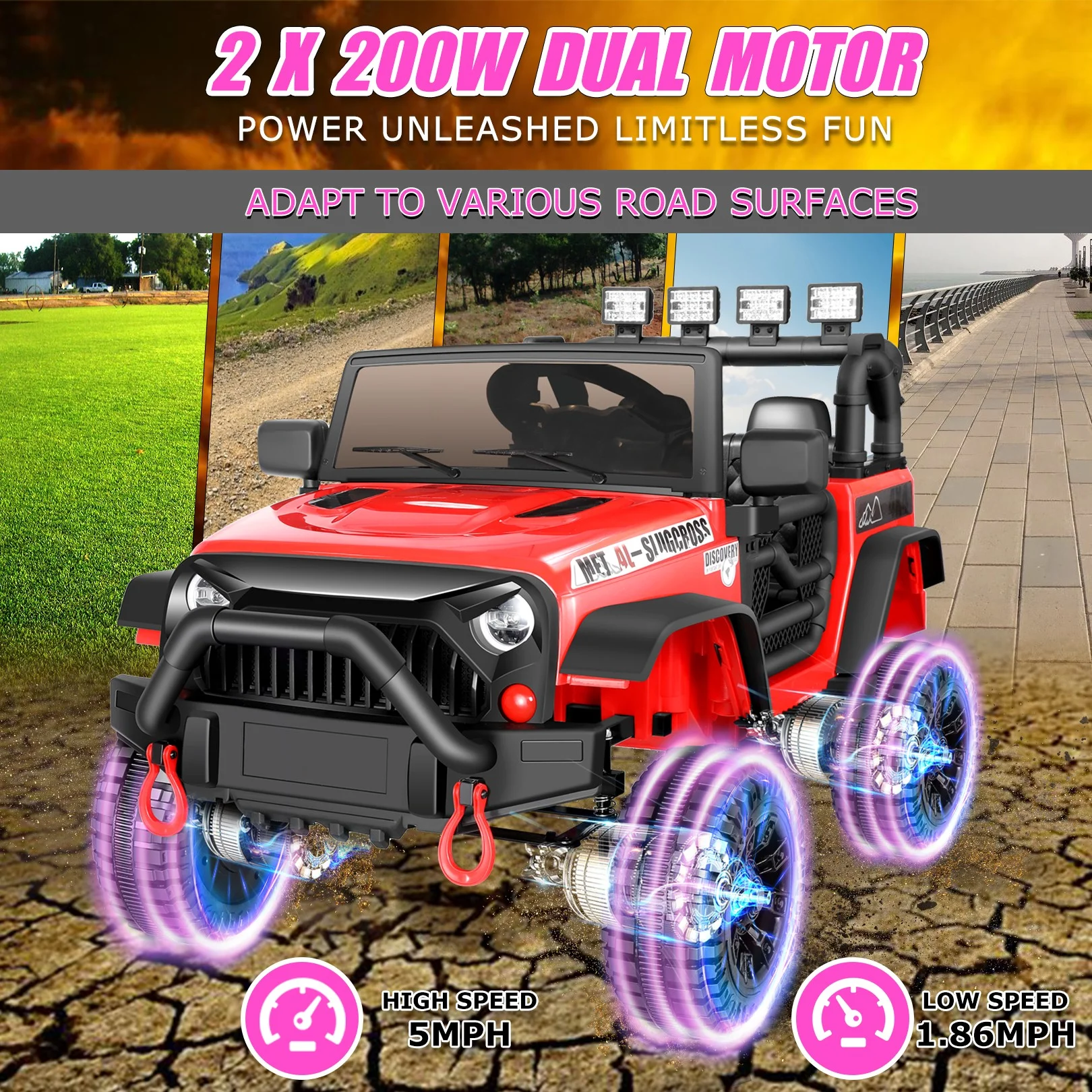 Funcid Ride on Toys 24 Volt, 2 Seater Ride on Cars with Remote Control