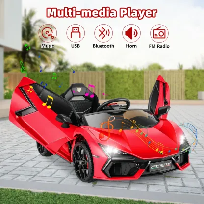 Funcid Kids Electric Ride On 12V Licensed Lamborghini Aventador Battery Powered Sports Car Toy with 3 Speeds Parent Remote Control