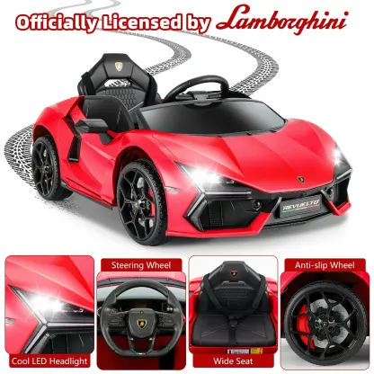 Funcid Kids Electric Ride On 12V Licensed Lamborghini Aventador Battery Powered Sports Car Toy with 3 Speeds Parent Remote Control