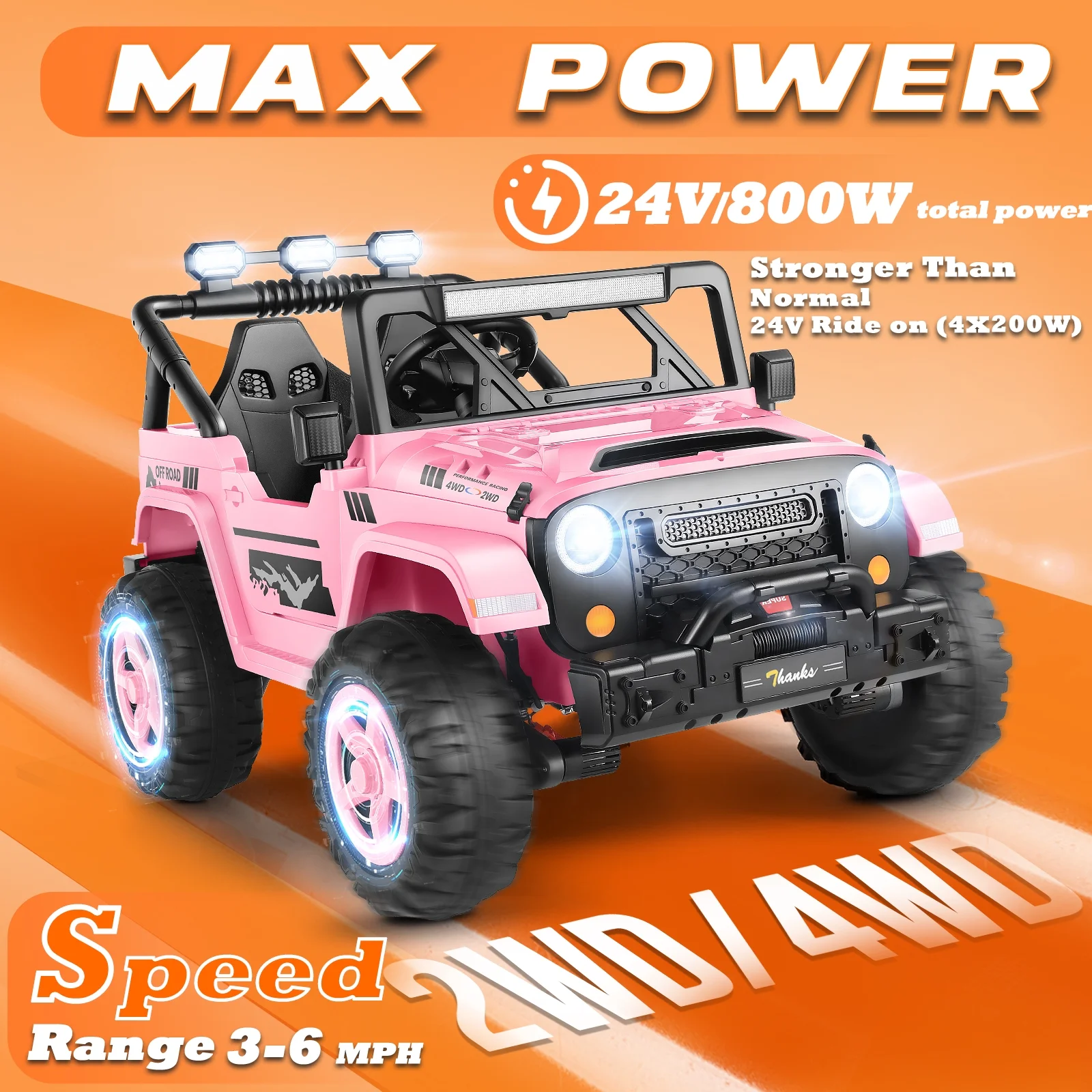 Funcid 24 Volt Ride on Toys 2 Seater Ride on Cars with Remote Control