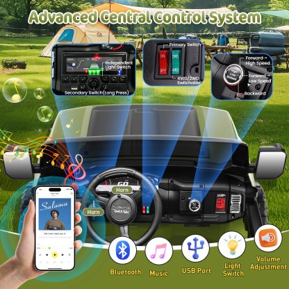 Funcid 24V 2-Seater Ride on Toys, 2WD/4WD Switchable 800W Ride on Truck