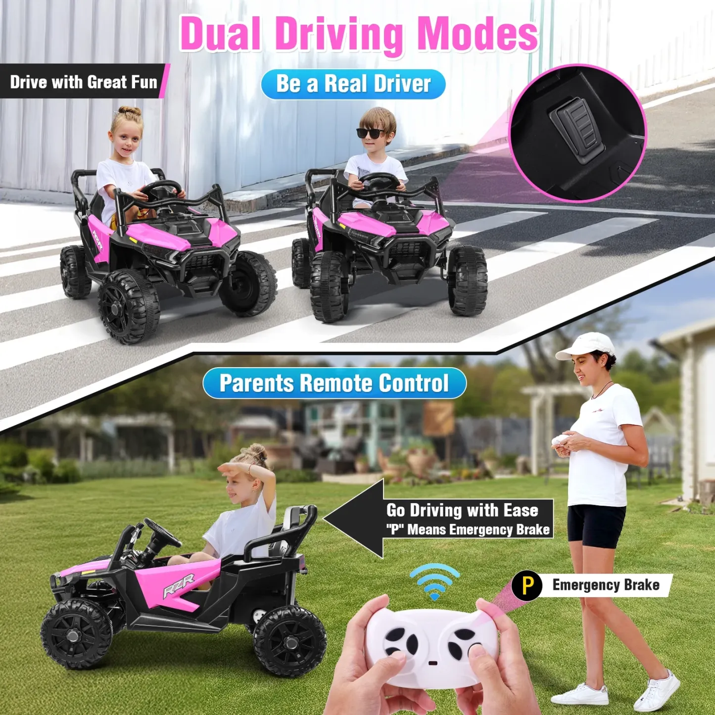 Funcid 24 Volt Ride on Toys, Kids Ride on Cars with Remote Control, 400W Powerful Electric Car for Kids