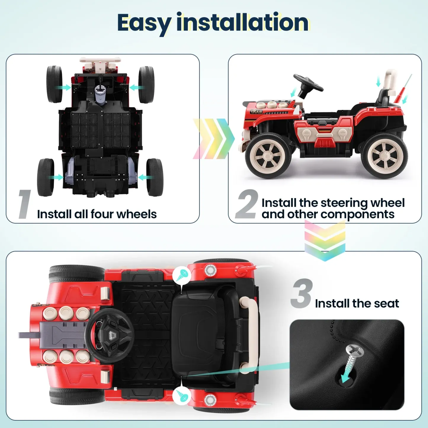 Funcid 24V Ride on Train for Toddlers with Remote Control, Ride on Toys for Kids Ages 2-6