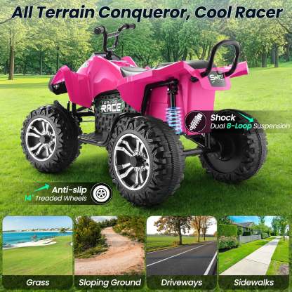 Funcid 24V 2-Seater Kids ATV, 4 Wheeler Electric Ride on Car with 400W Motors