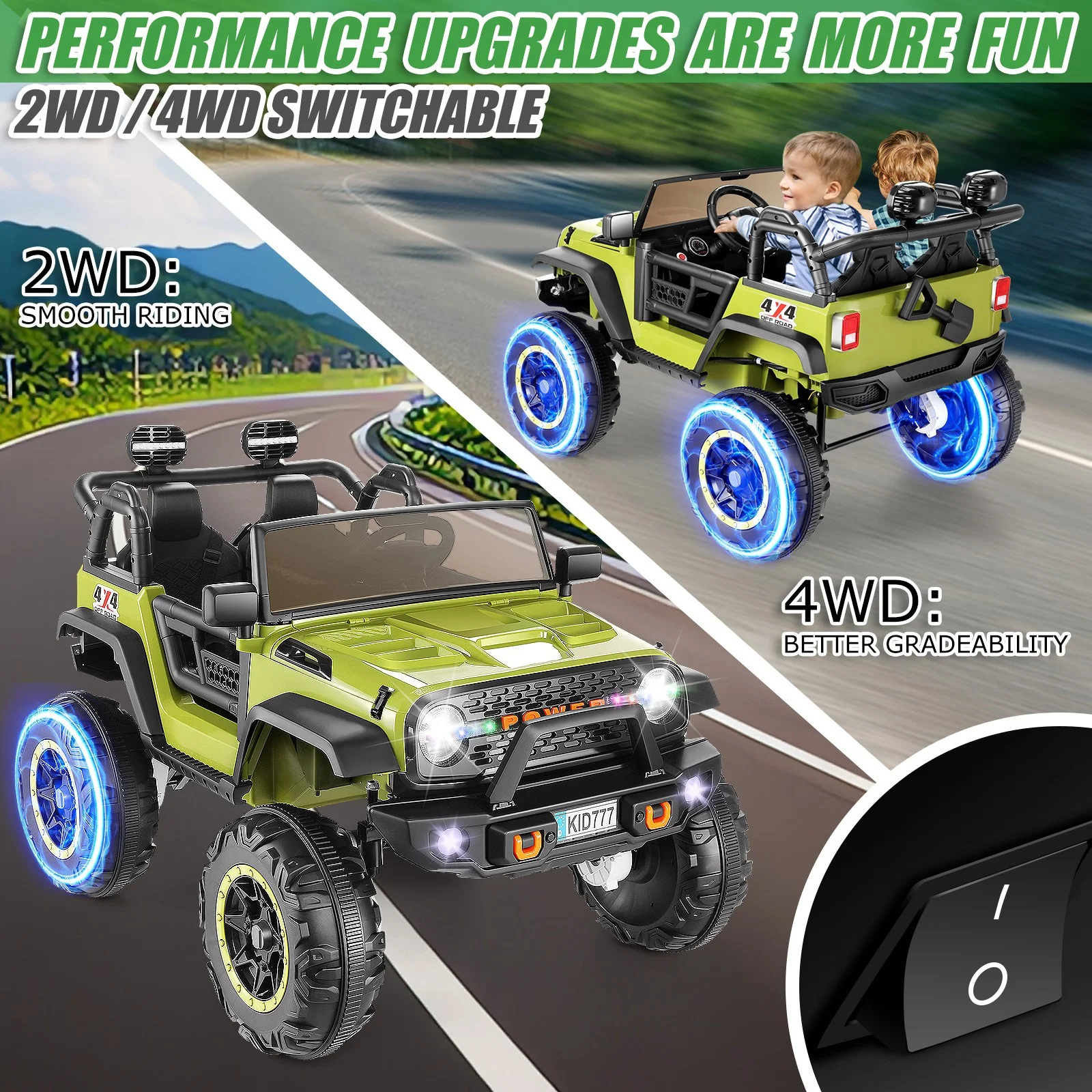 Funcid 24V 2-Seater Kids Ride on Truck Electric Car 